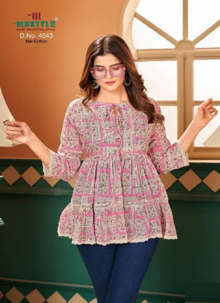 Mostyle 4043 Cotton Printed Western Ladies Top Wholesale Clothing Suppliers In India

